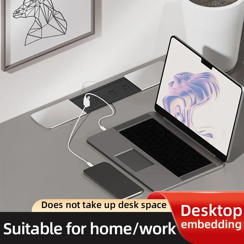 Schiebe-Desktop-Steckdose UK US Universal Standard Tischstecker-Adapter, multifunktionale Steckdosen mit USB + Typ, HDMI, Netzwerk