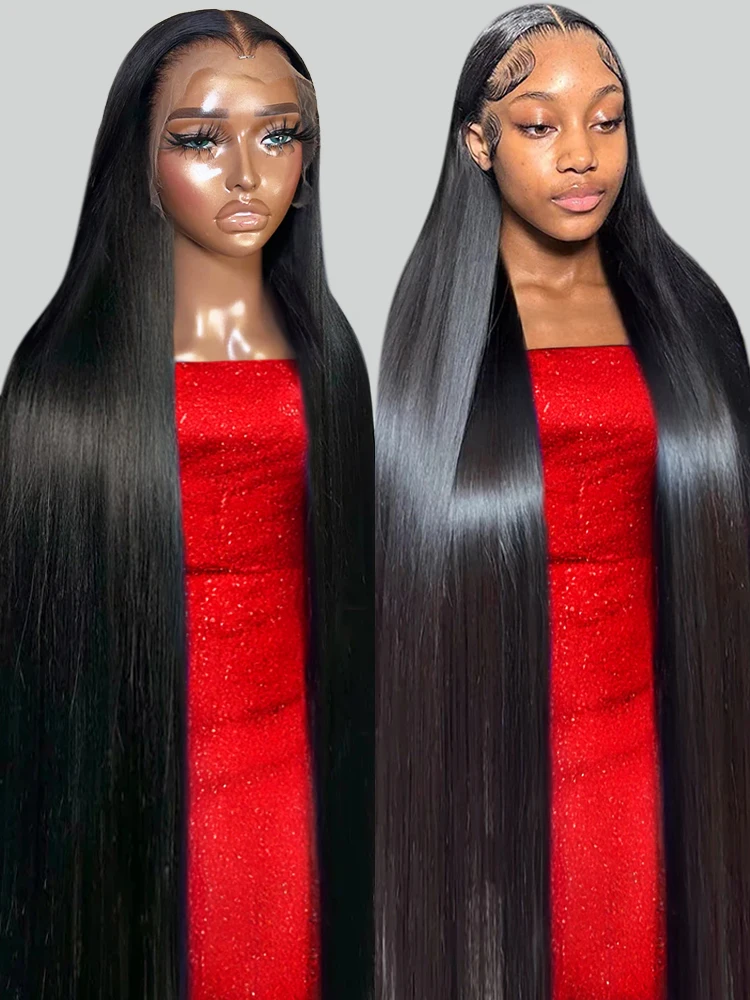 46 50 Inch 13x4 13x6 HD Transparent Straight Lace Front Wig 300Density Brazilian 360 Full Lace Frontal Human Hair Wigs For Women