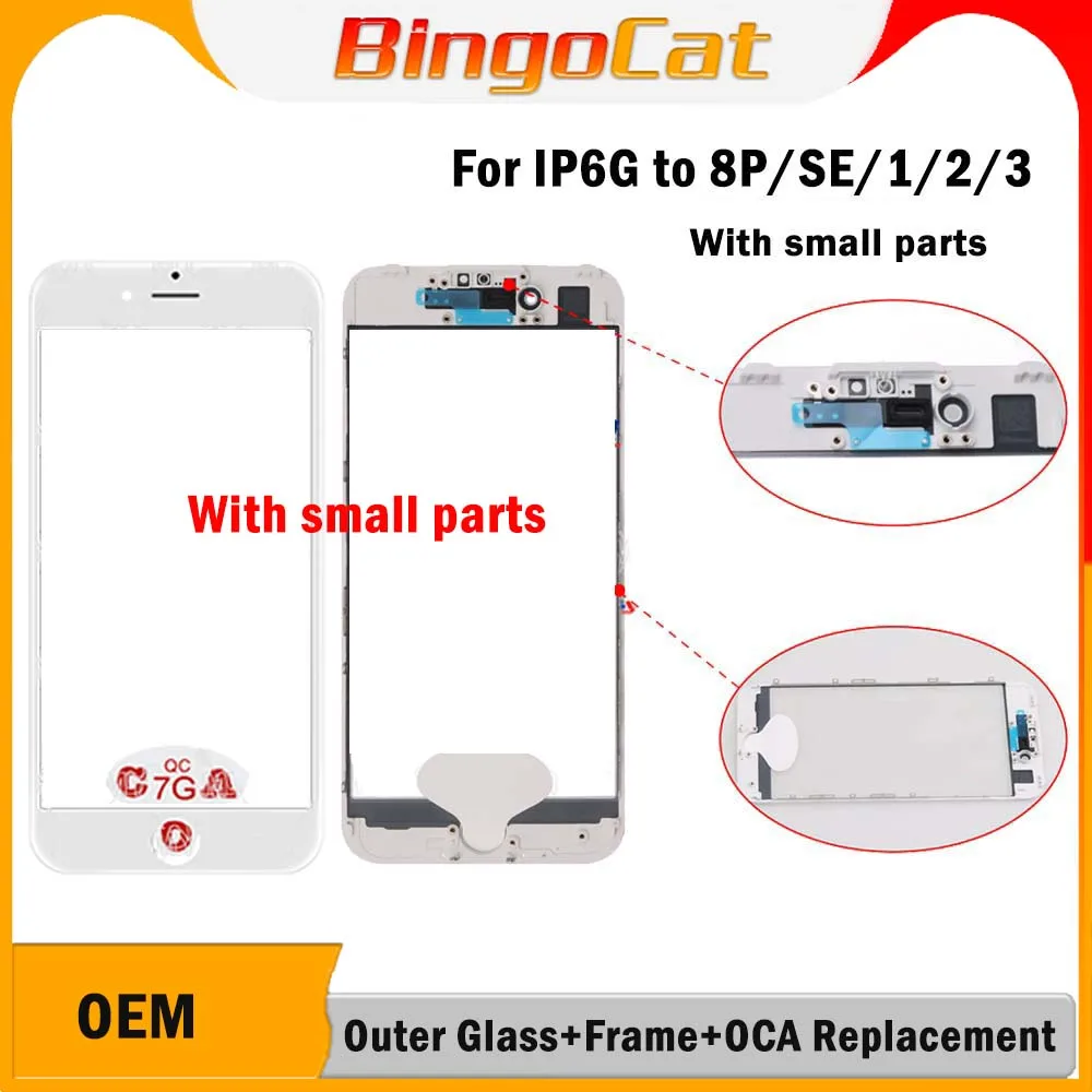 Novecel 10 szt. 12 szt. OEM 3 w 1 Zewnętrzne Szkło + Ramka + Folia OCA Vidro Zamiennik do iPhone 8G SE 1 2 3 7G 8 7 plus 6S XR 11 Odnowienie
