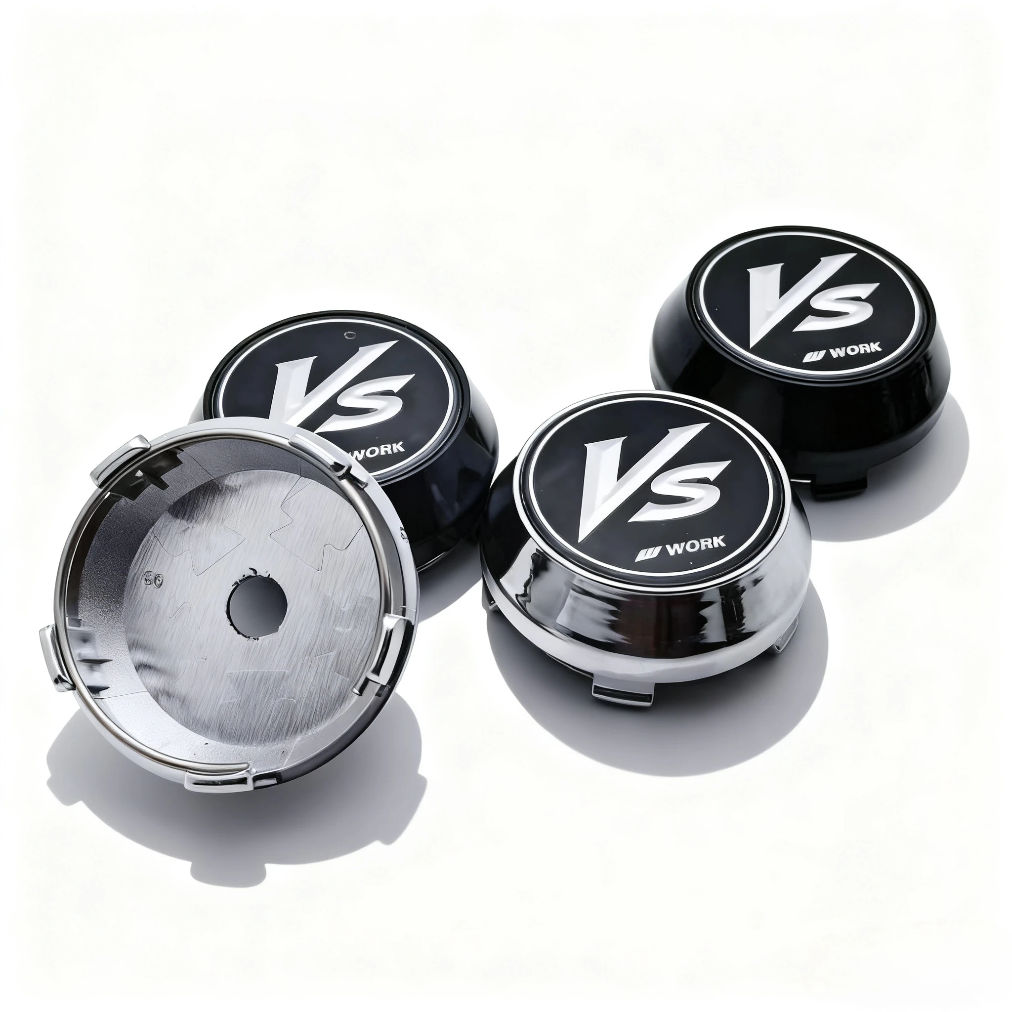 4 stücke VS W Arbeit Logo Emblem Auto Radnabenkappen OD 60 MM 56 MM Räder Nabe Hohe Kappe JDM VS Abzeichen Felge Radkappen Abdeckung Auto Zubehör