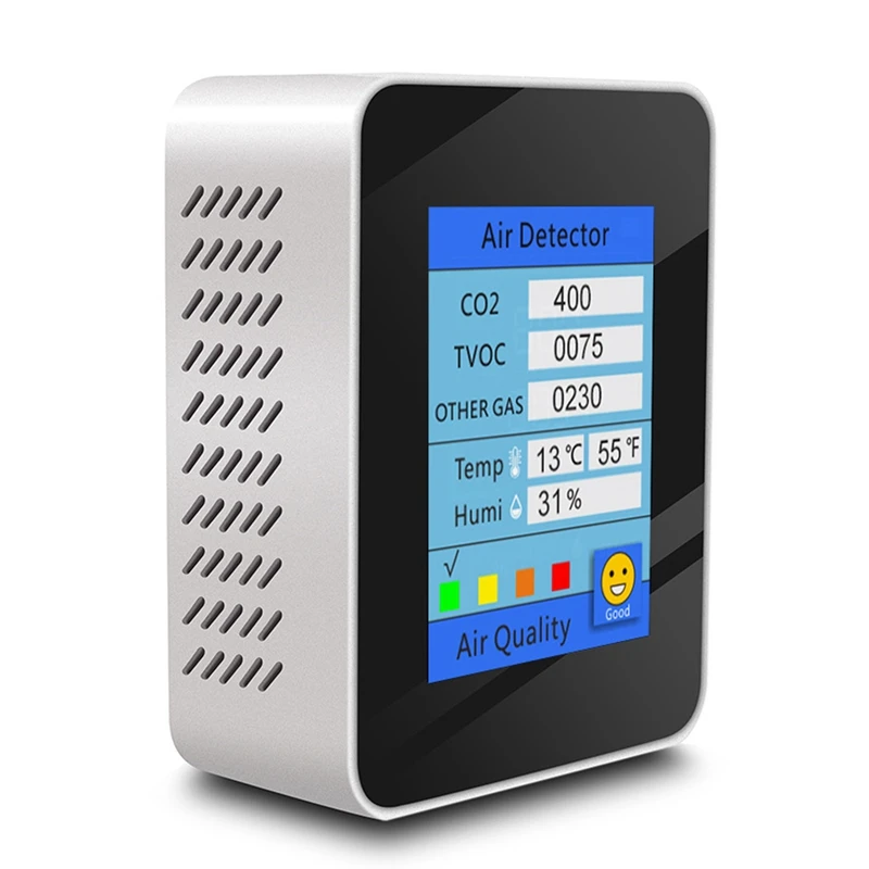 CO2 Detector Temperature/Humidity Monitor Air Quality Monitor TVOC Detector LCD Display Carbon Dioxide TVOC