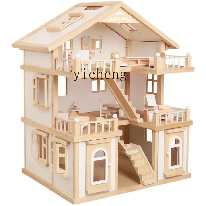 

Tqh Children's Simulation Villa Room House Play House Toy Wooden Girl Princess Castle