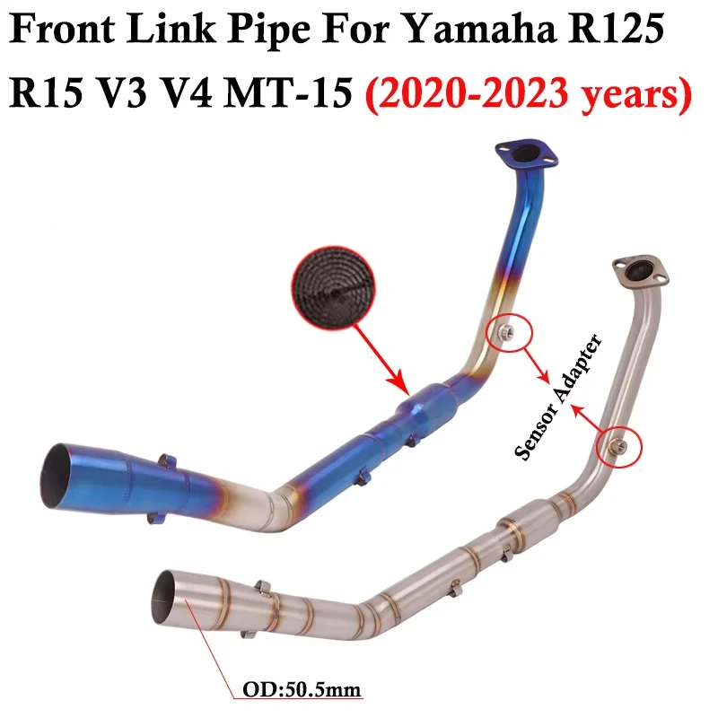 Motorcycle Exhaust Pipe Escape Slip On For Yamaha YZF R15 R125 V3 V4 YZF-R15 MT-15 2020 - 2023 Muffler Front Middle Link Pipe