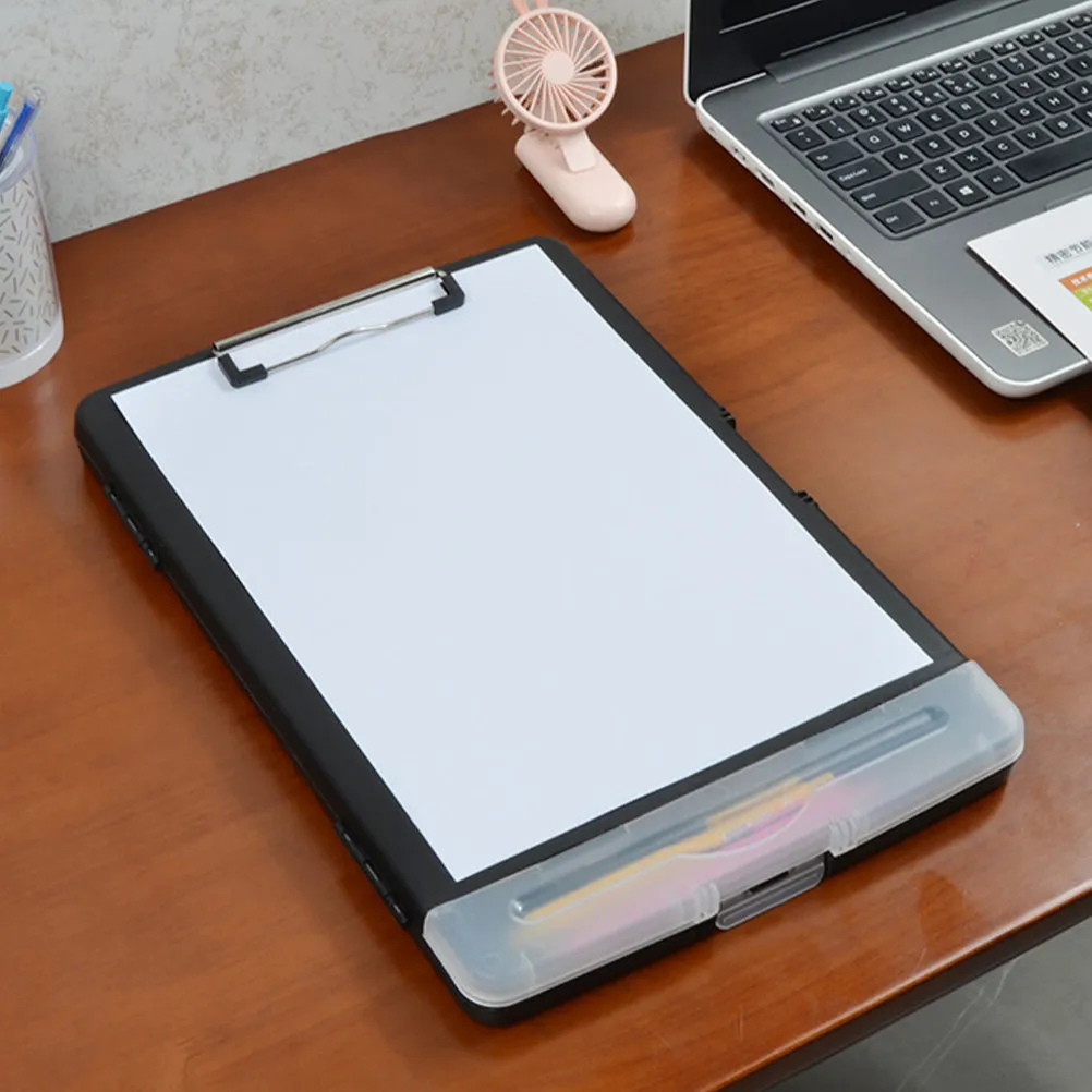 

A4 Clipboard File Folder Solid Lightweight Plastic Document Holder Multifunction Office School File Storage Pen Box Organizer