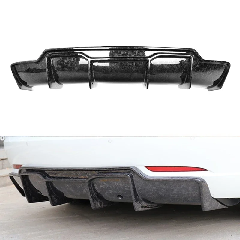 Forged Carbon Fiber Rear Bumper Diffuser Chin for Tesla Model 3 Rear Lip Protector 2017 2018 2019 2020