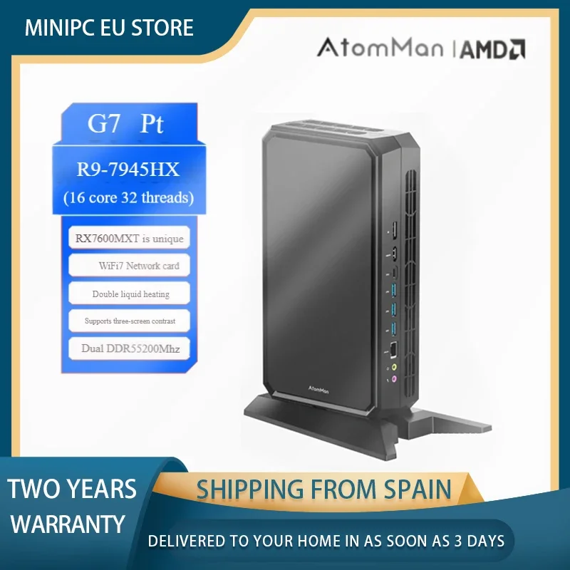 AtomMan G7 PT Gaming Mini PC AMD Ryzen 9 7945HX, 16 Cores/32 Threads AMD Radeon™ RX 7600M XT GPU DDR5 Minisforum  Gaming Mini PC