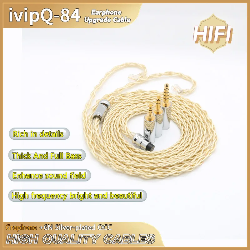 IvipQ-Cable de actualización Modular (2,5mm + 3,5mm + 4,4mm),8 núcleos de grafeno OCC Chapado en plata, Cable de repuesto para auriculares 0,78