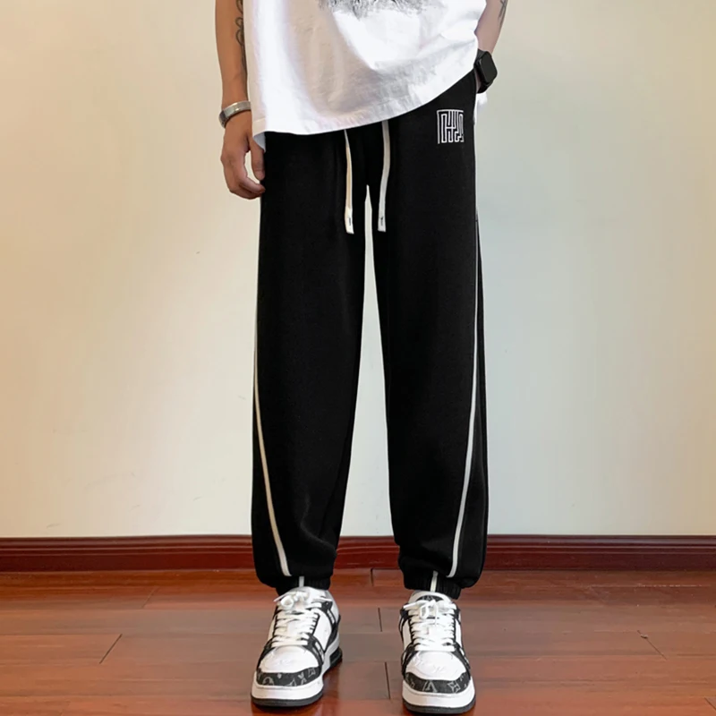 

Loose Fit Casual Sports Pants for Men Spring Summer New Sle American Loose Cuffed Leisure Long Pants Teenage Boys ey Swea...