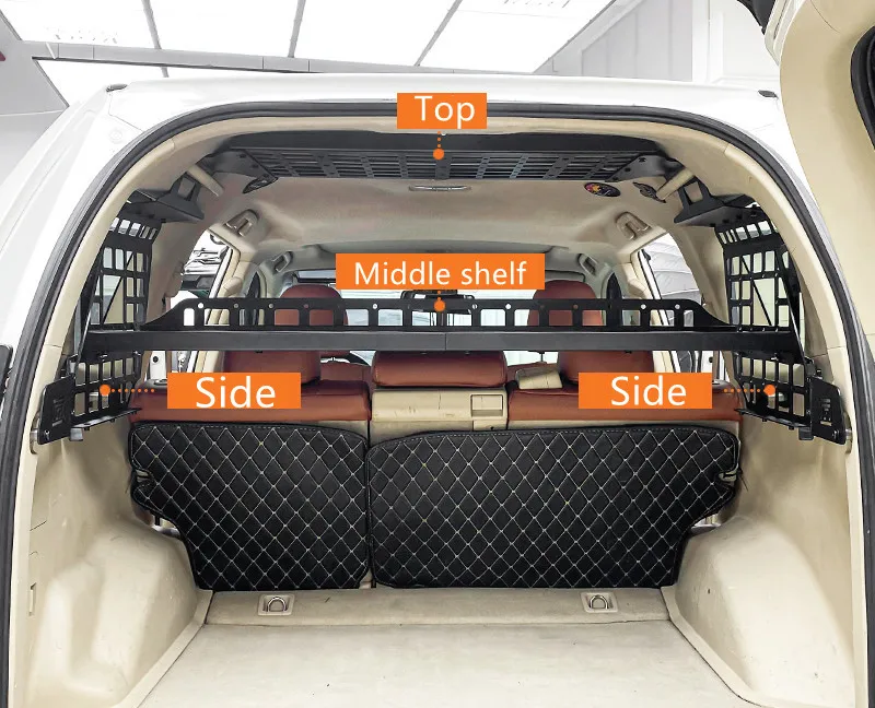 For Toyota Land Cruiser Prado J150 2010-2021 Modular Storage Molle Panel Shelf Window Shelf Rear Trunk Debris