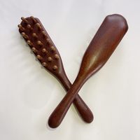 Golden Sandalwood Long Handle Massage Comb Meridian Massage Scalp Head Solid Wood Comb Coarse Toothed Head Comb Acupoint Massage