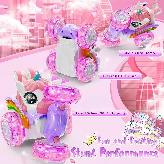 Popular amphibious remote control stunt car, spray tumbling arm unicorn dump car children's toys