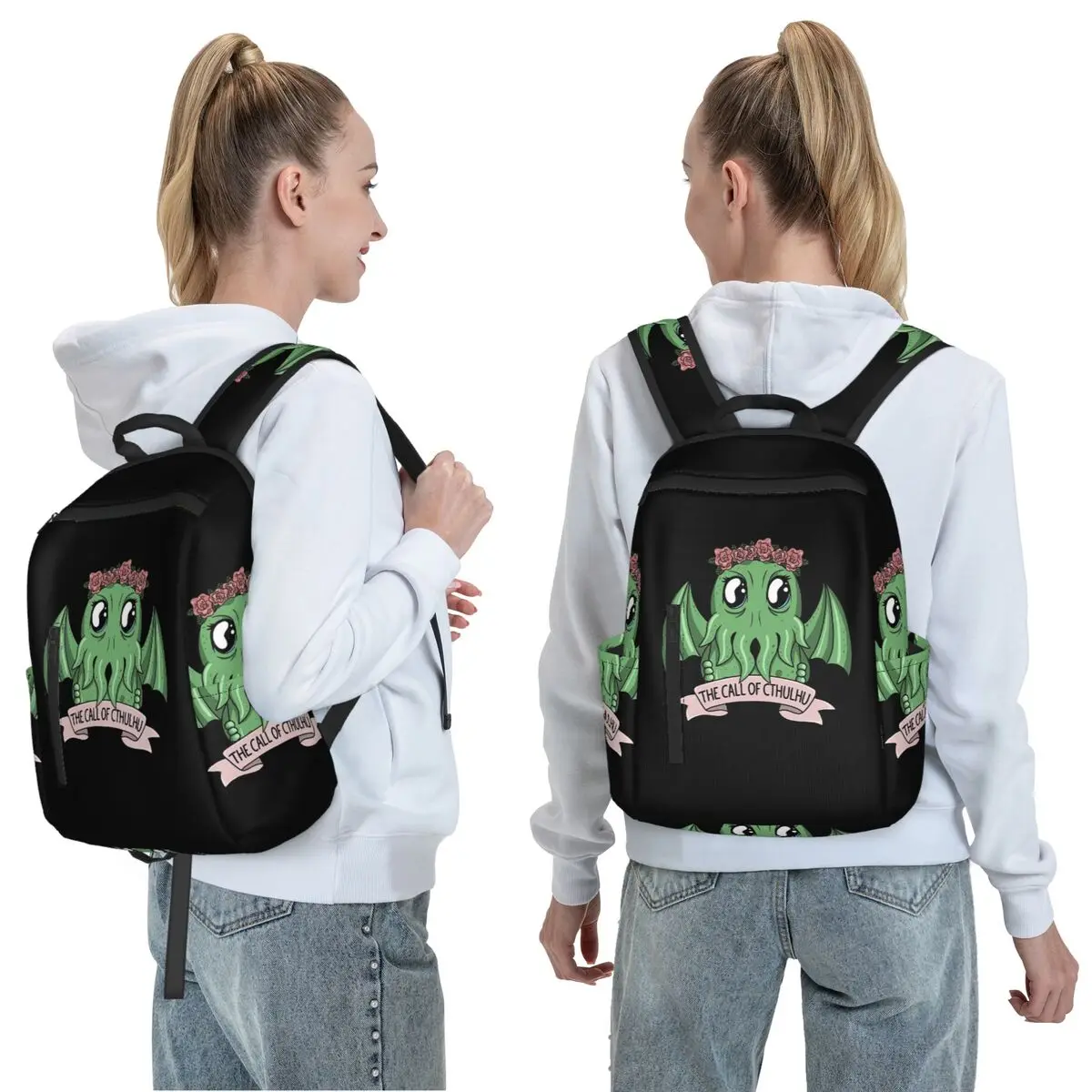 Cthulhu Monster Fantasy Art Backpack Daypack Large Capacity Kids BookBag School Bag Shoulder Bags for Men Women