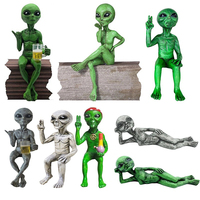 Alien Resin Statue Ornament Alien Garden Sculptures & Statues Yard Best Art Decor For Indoor Outdoor Home Or Office Collectible
