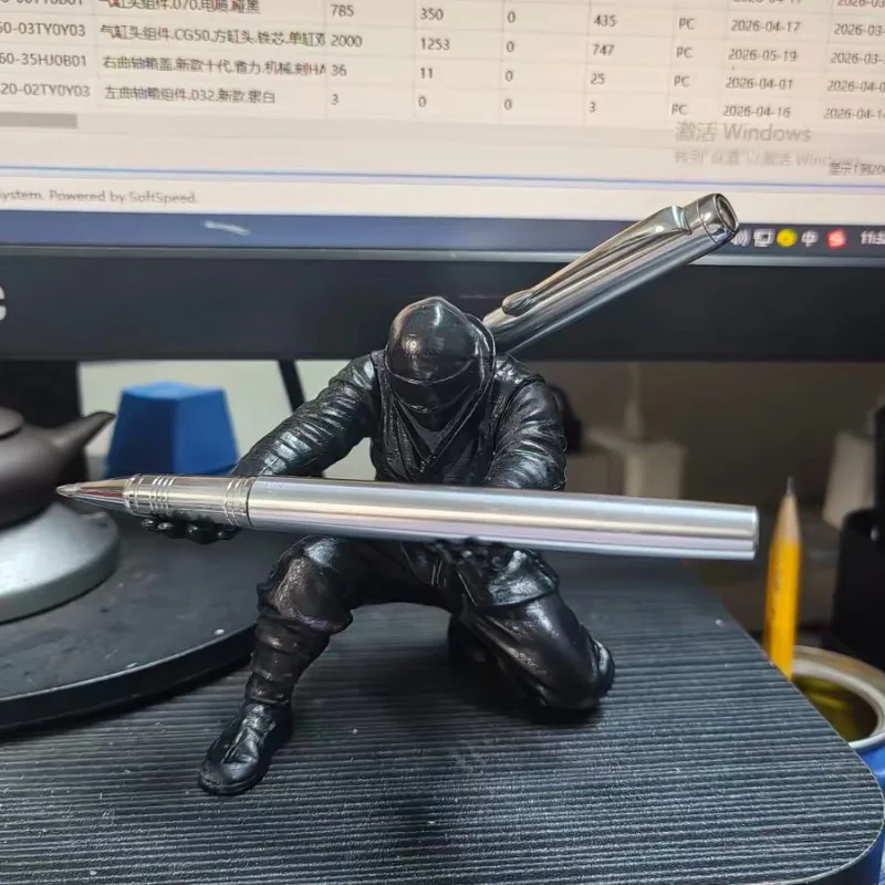 Ninja Pen Holder 3D Printed Samurai Desk Ornament Stationery Organizer For Gaming Setup Office Men Gift