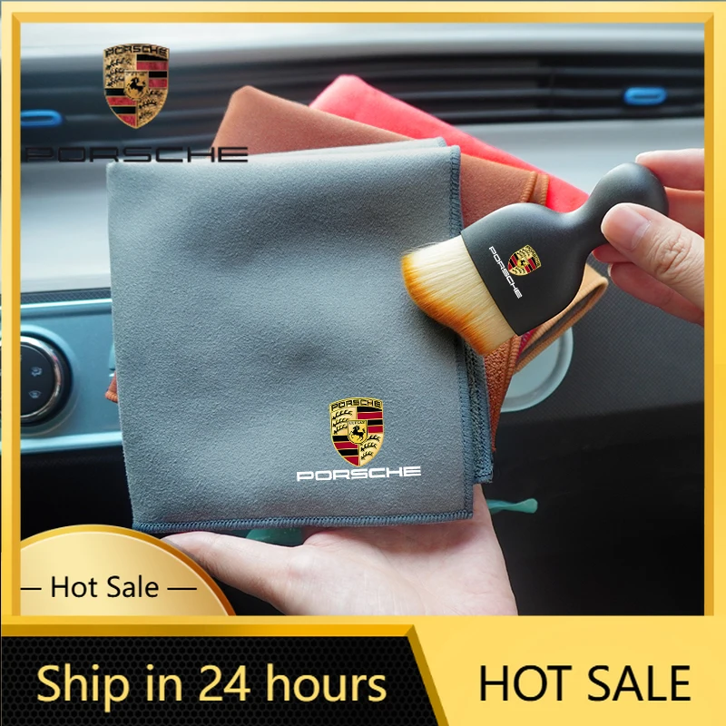 

Наклейка на автомобиль для Porsche, новая мягкая щетка для чистки автомобиля, инструмент для удаления пыли, замшевое полотенце для мытья Porsche 911 Cayenne Carrera-GT 928 P