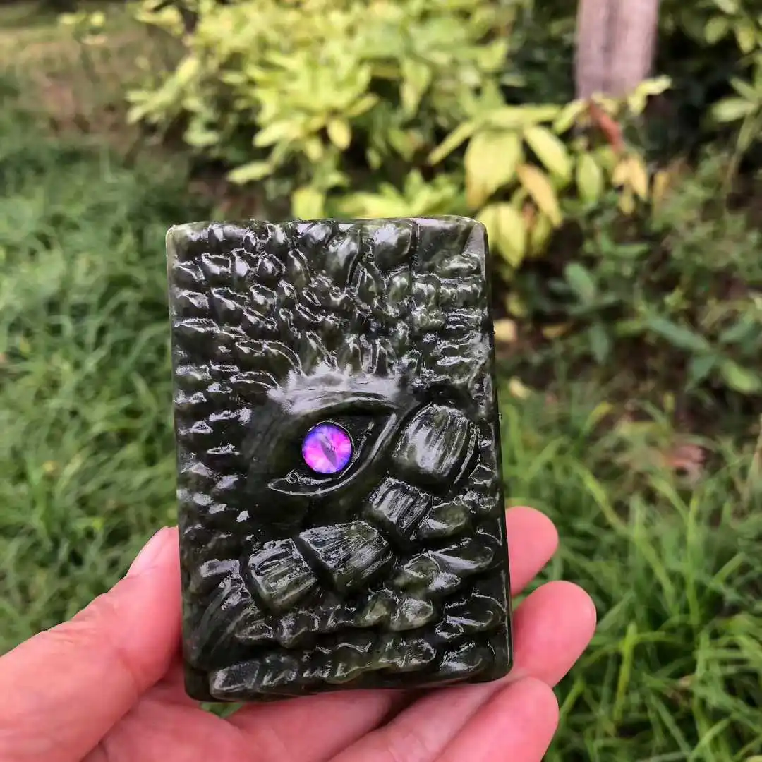 8cm Dragon Book Eye Of The Devil Carvings FROM Natural Serpentine Ophiolite Mineral Crystal Stones Wicca Crafts Dropshipping