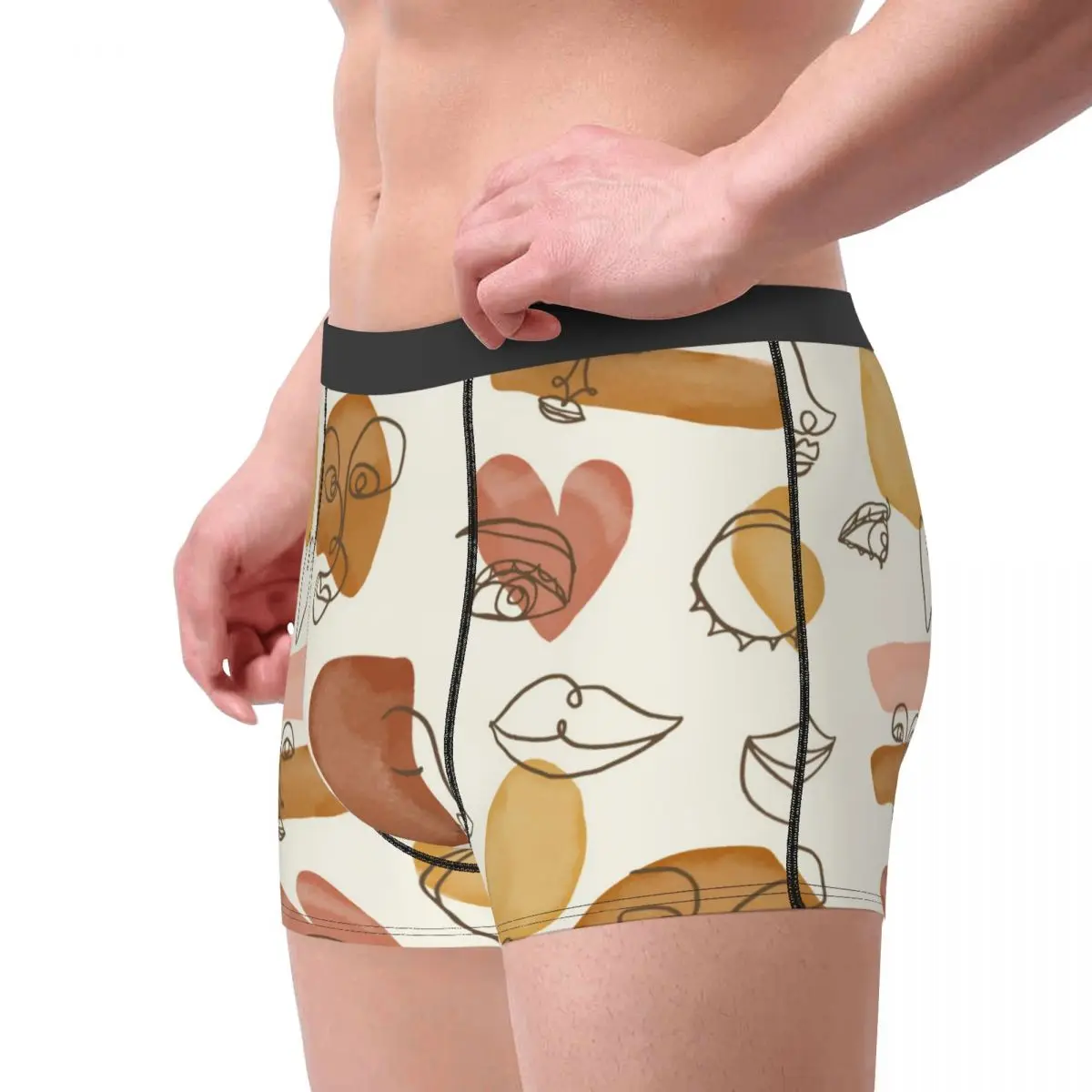 Men's Underwear Underpants Face Features Men Boxer Shorts Elastic Male Panties