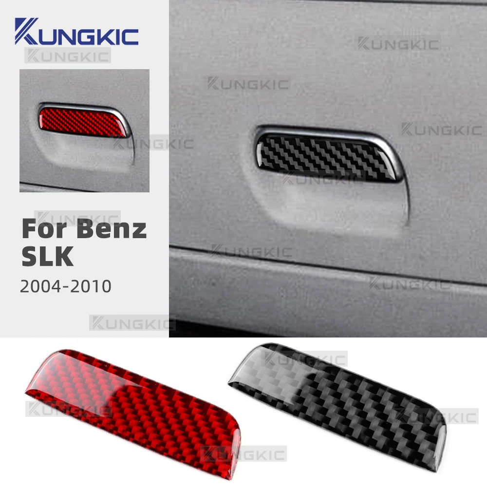 Real Soft Carbon Fiber For Mercedes Benz SLK R171 2004 2005 2006 2007 2008 2009 2010 Passenger Storage Box Switch Trim Sticker