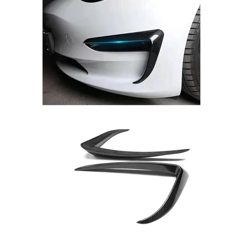 

For Tesla Model 3 2017-2020 Carbon Fiber Front Bumper Splitter Cover Trims