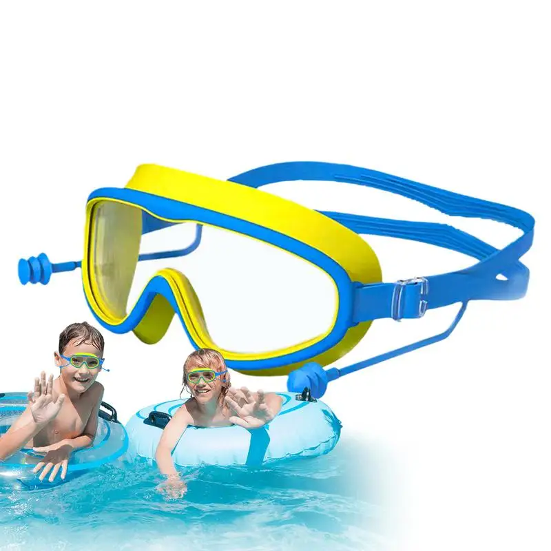 

Очки для бассейна, противотуманные очки с берушами, профессиональное снаряжение для бассейна, защитные очки с широким обзором для детей от 3 до 16 лет