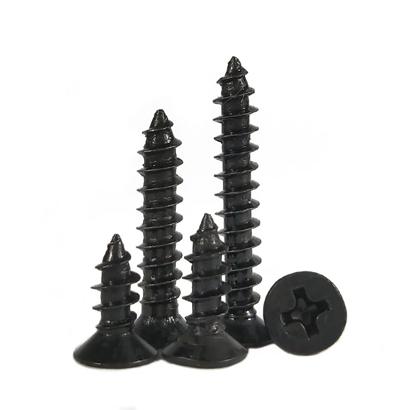 100pcs/lot M1.2 M 1.3 M1.4 M1.5 M1.6 M1.7 1.8 M2.2 2.5 2.6 Black Carbon Steel Phillips Flat Countersunk Mini Self-tapping Screw