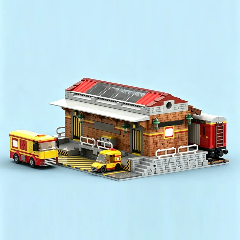 City Street View Model MOC Building Bricks Post Handling Center Modular Technology Gifts Holiday Assemble Children Toys Suit