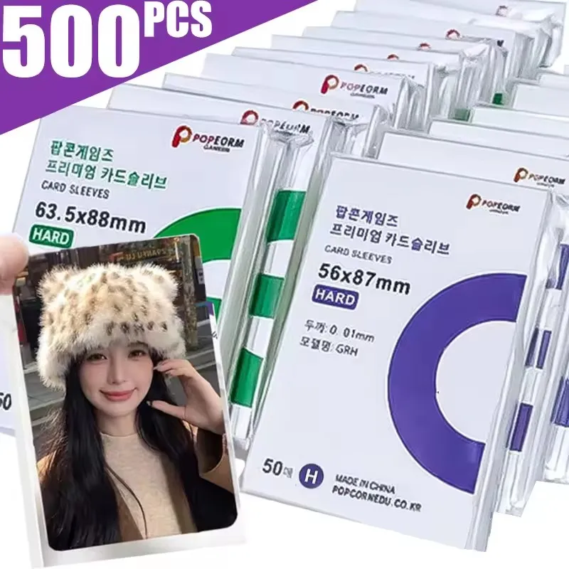 50-500Pcs Kpop Card Sleeves HD Transparent Kpop Idol Card Protective Sleeve Photcards Protector Case Box For Popcorn Card Holder