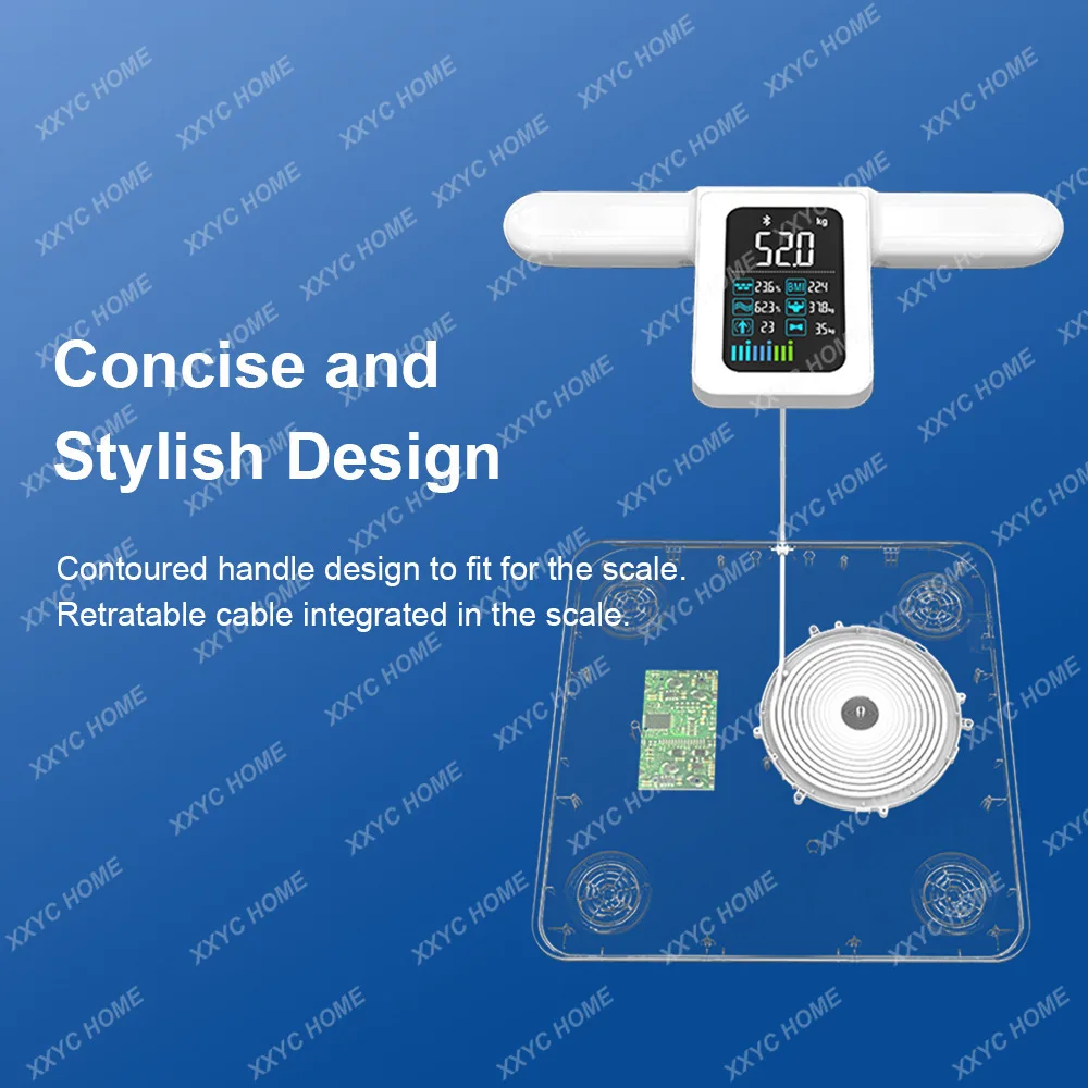 Professional eight-electrode body fat scale, intelligent fat analyzer color screen 180KG Bluetooth scale