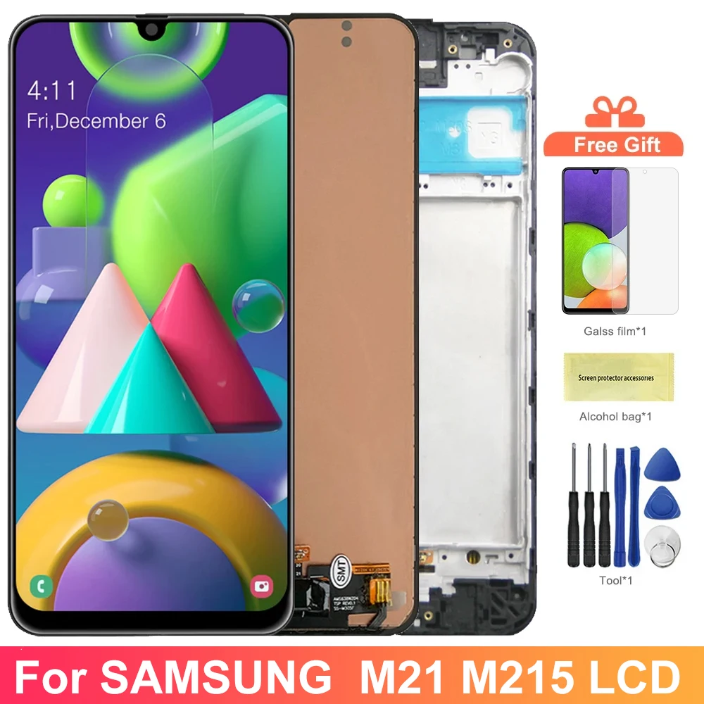 100% Tested M215 Display Screen for For Samsung Galaxy M21 M215 M215F M215F/DS Lcd Display Touch Screen Digitizer With Frame