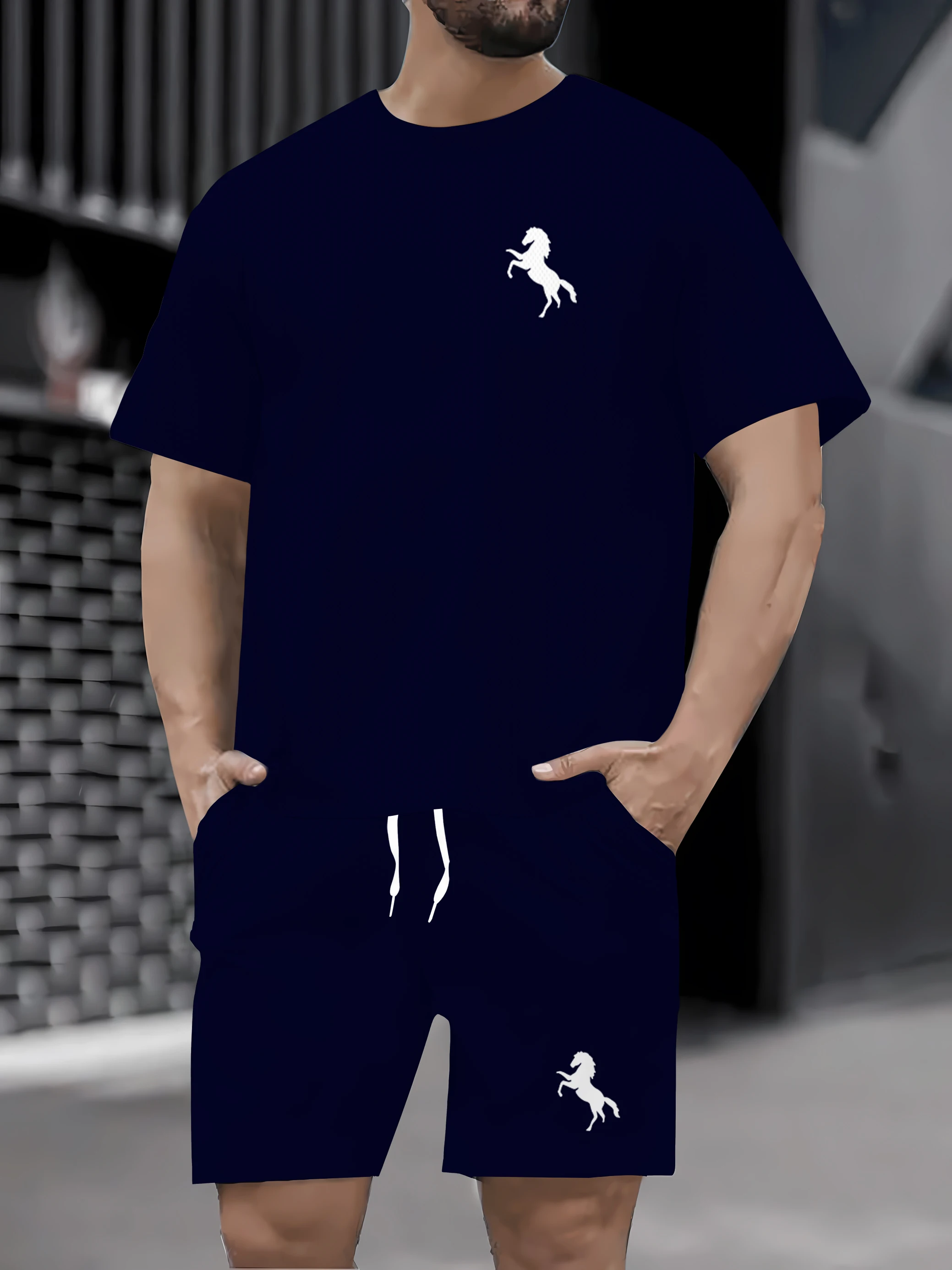 

2025 Summer Men's Casual Set Men's Summer Shorts Set Sportswear Short Sleeve T-shirt Two Piece Set Sportswear Set Men's Casual M