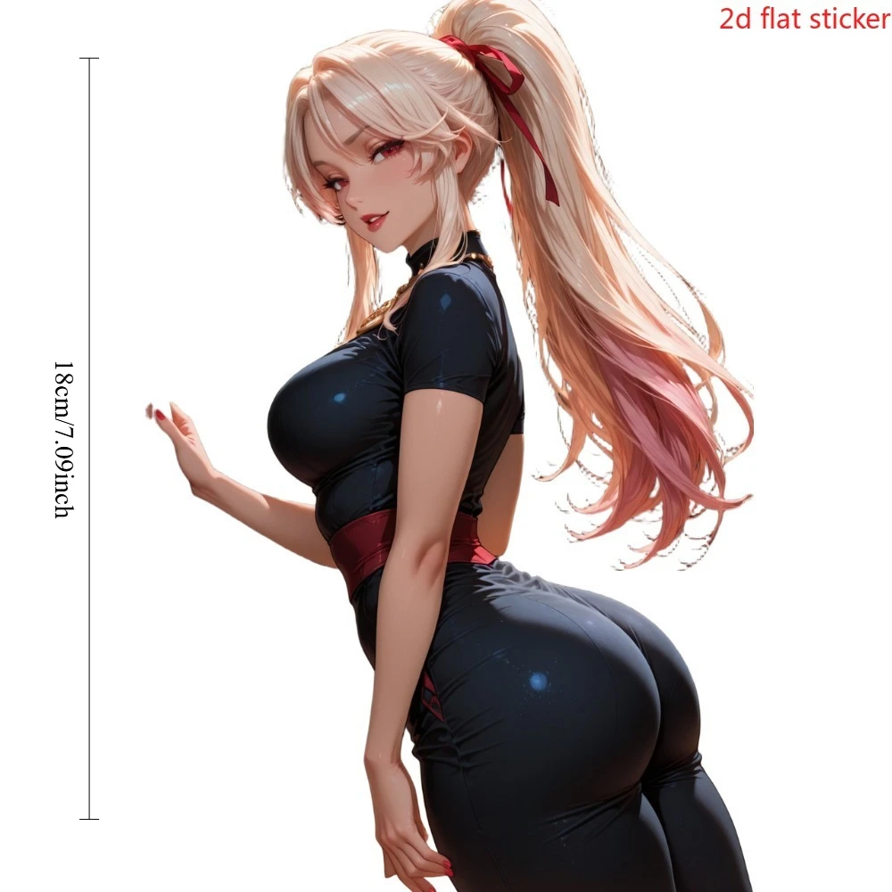 Blonde Anime Girl 2D Flat Waterproof Vinyl Stickers Decals For Car Laptop Water Bottle Motorcycle Smooth Surfaces Decor