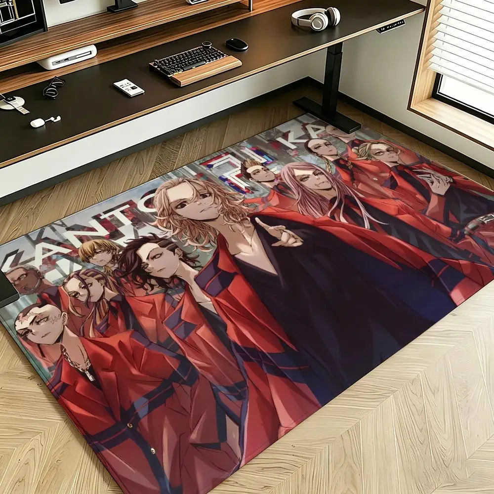 anime T-Tokyo R-Revengers Floor Mat Soft Flannel Floor Mat  Suitable for Entryways, Living Rooms, Bedrooms, and Bathrooms