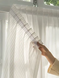 1pc White non perforated gauze curtain for easy installation, modern and simple, UV resistant, suitable for bedroom, living room