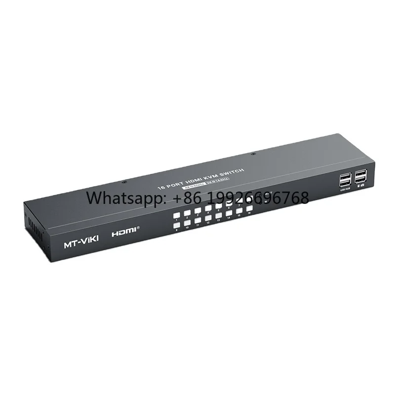 4K 60Hz KVM Switch HDMI 16 Port W/16 Cables & 3.5mm Audio, Rack Mount KVM Switch, 4 USB 2.0,HDMI 2.0,HDCP 2.2
