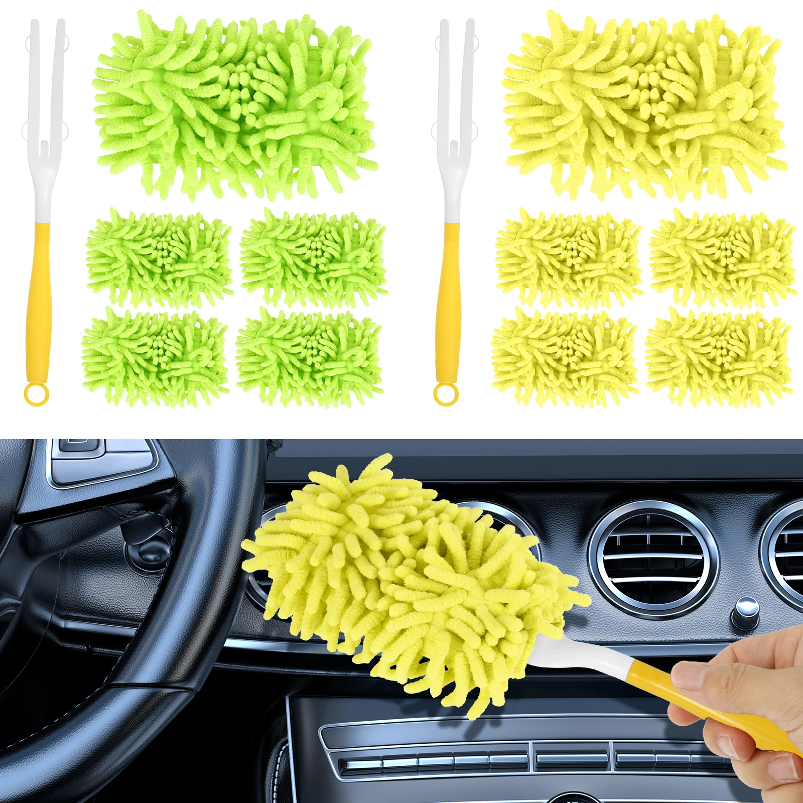 Chenille Duster Refills for Furniture Window Fan Reusable Wet Dry Use Hand Dusters Tear Resistant Machine Washable Duster Pads