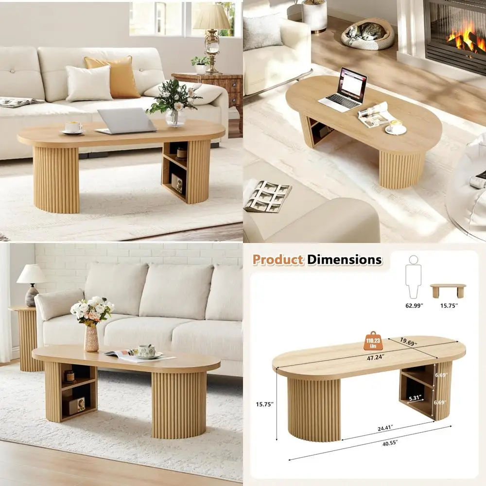 

Овальный журнальный столик в современном фермерском стиле середины века, центральная часть гостиной в стиле бохо-шик 47