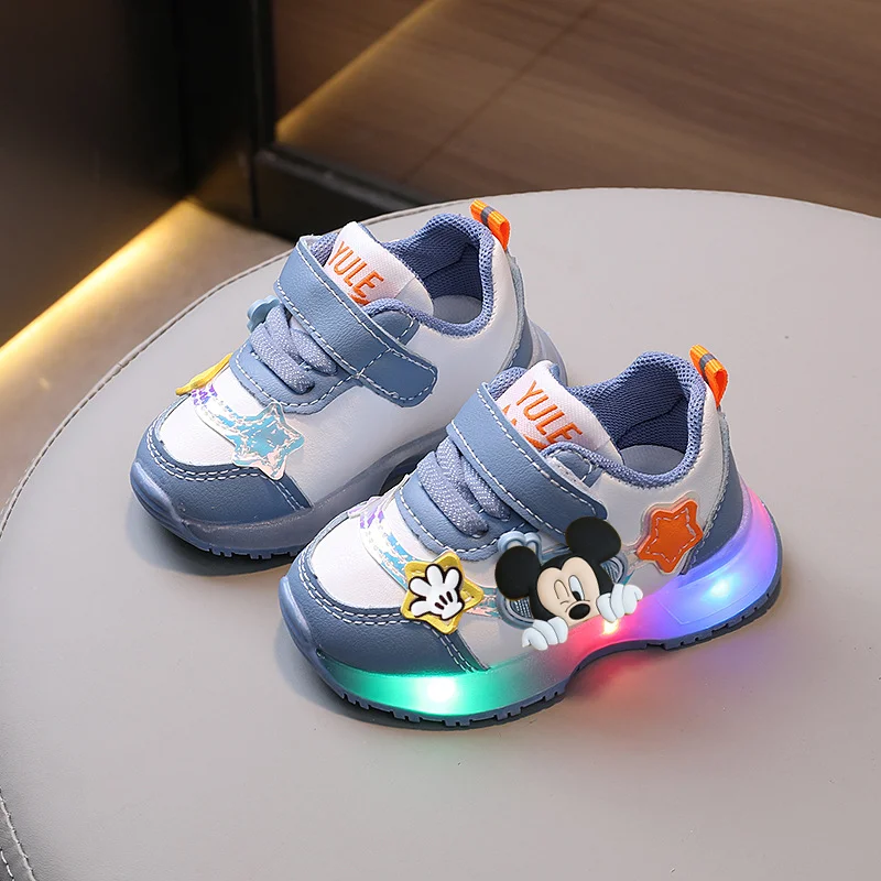 

Повседневная обувь для мальчиков с Микки Маусом Disney, нескользящая детская обувь на мягкой подошве для малышей, кроссовки, весенне-осенние первые ходунки для девочек