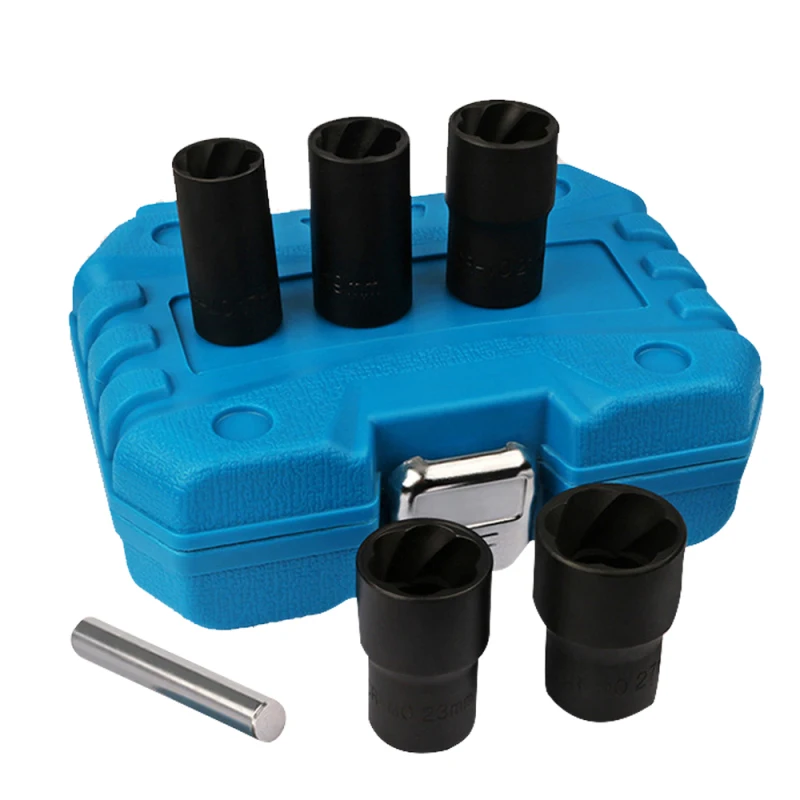 6pcs Lug Nut Remover Kit Broken Nuts Removal Tool Set Broken Nut Bolt Extractor Rust Damaged Stuck Nut Bolts Extractor with box