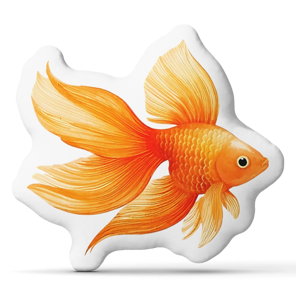 Golden fish watercolor Funny Pillow Cushion Irregular Stuffed Throw Pillow Home Decor Gift Sofa Bed