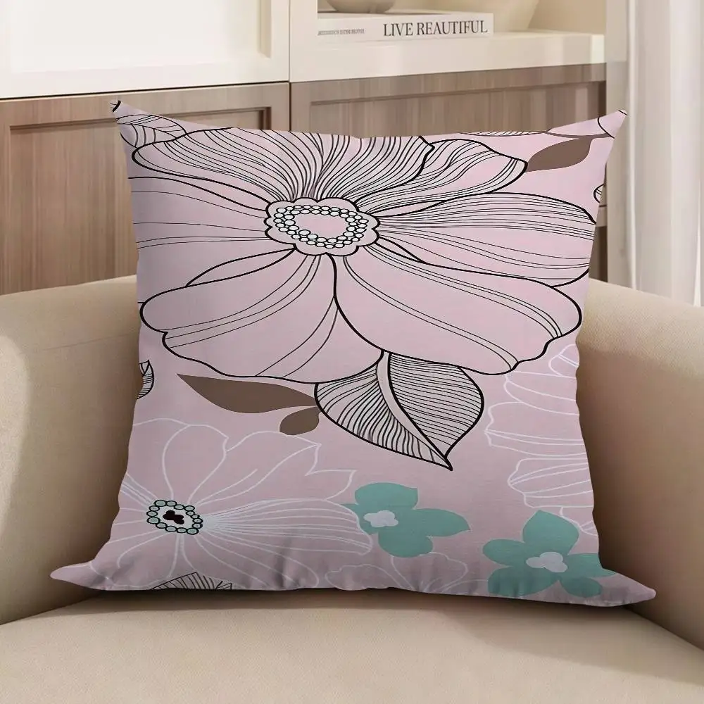 

Line Art Flower 45*45cm Cushion Cover Pillow Cover Decor Pillowcase Home Pillowcase For Couch Pillow