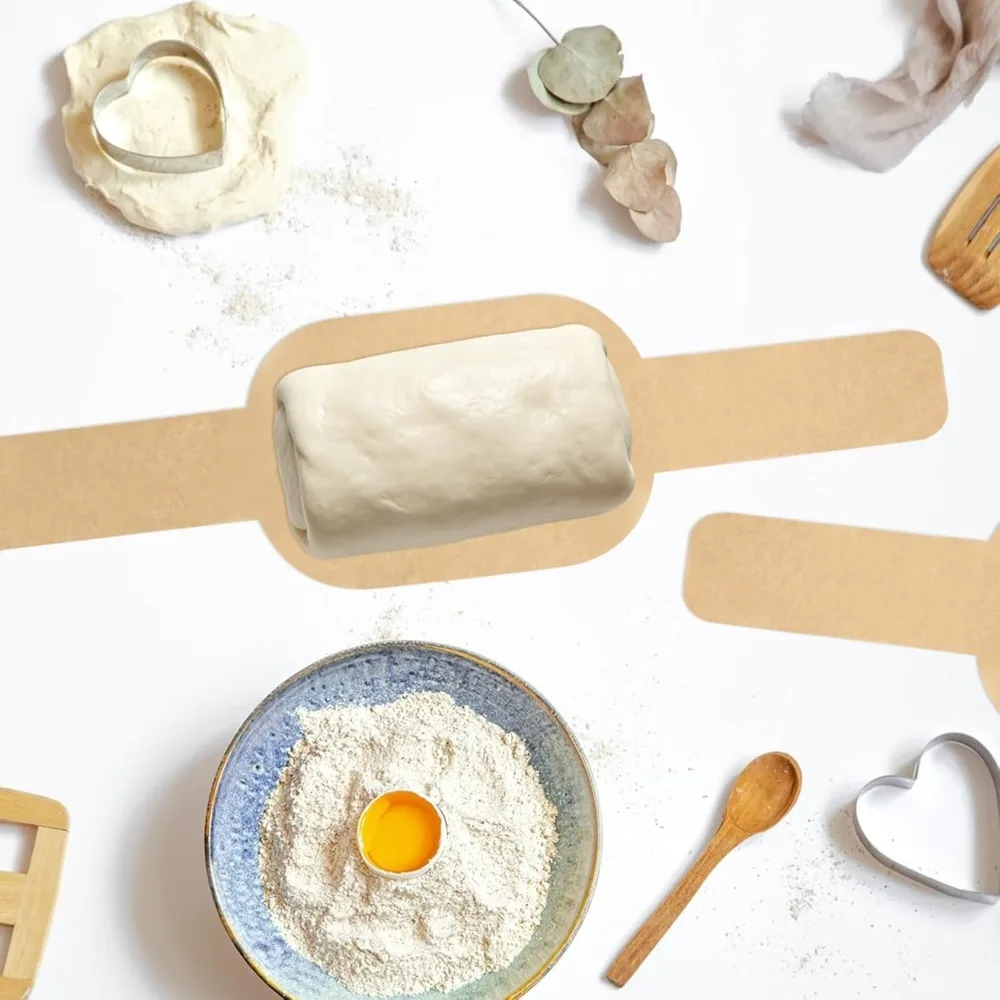 50 unidades de papel de horno antiadherente para masa madre, a prueba de aceite e impermeable, desechable, con asa larga para levantar el pan fácilmente