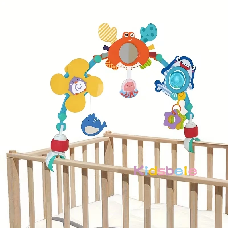 Arco Giocattolo Regolabile con Clip per Neonati, Giocattolo Colorato da Appendere per Culla e Sdraietta, Regalo per la Coordinazione Occhio-Mano
