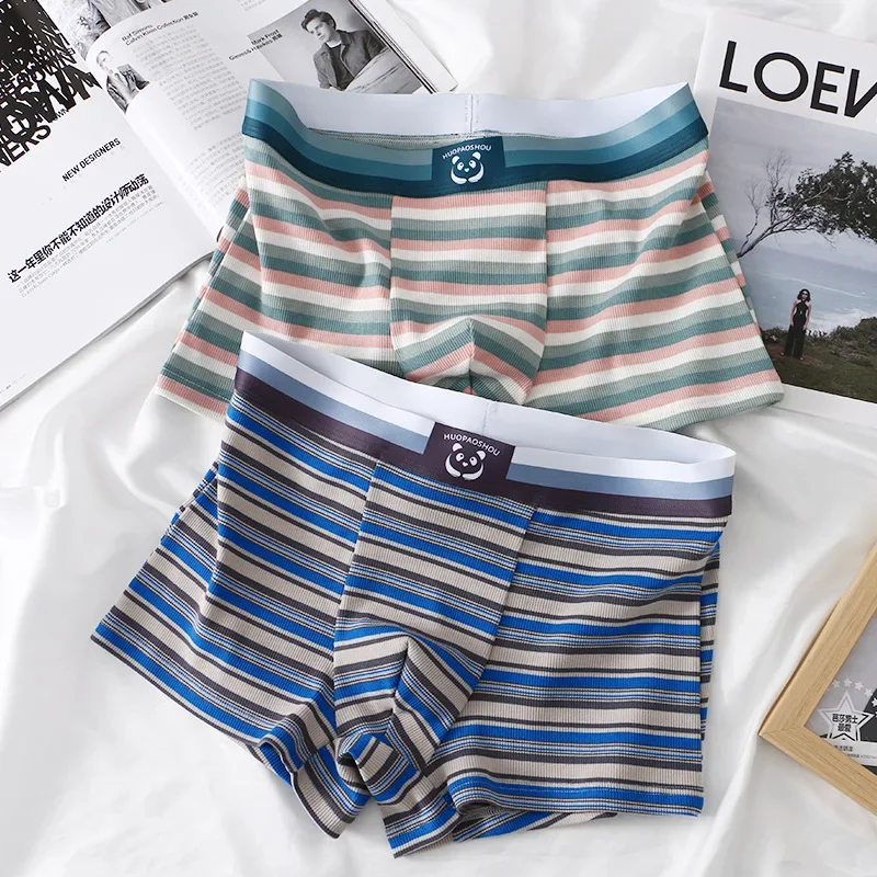 

Мужские боксеры Hombre, нижнее белье в полоску, спортивные дышащие хлопковые трусы-боксеры со средней талией большого размера, U-образные выпуклые трусы с мешочком, Calzoncillos