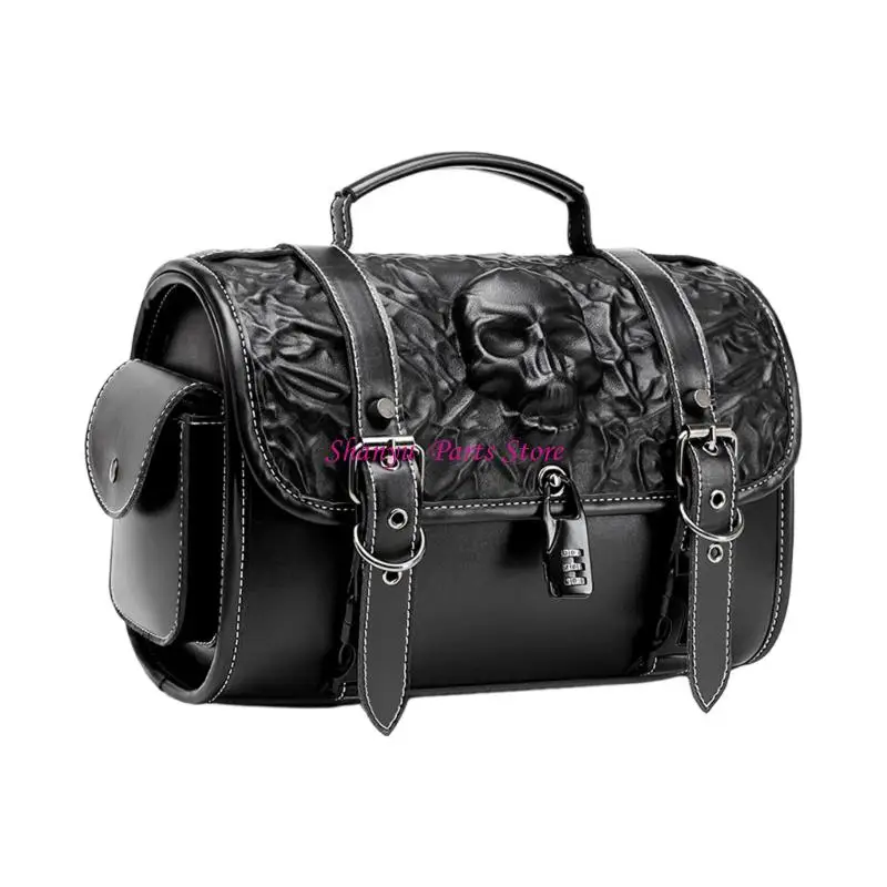 

Edgy Gothic Motorbike Side Storage Bag with Long Straps Upgrades for Bikes R6FB