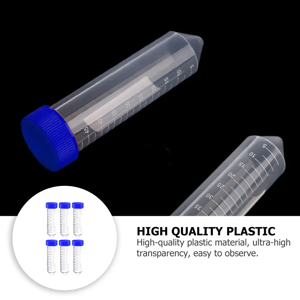 

50 Pcs Bottom Tubes Centrifugal Tube Vials High Quality Plastic Lab Test Screw Cap Vials for Experiments