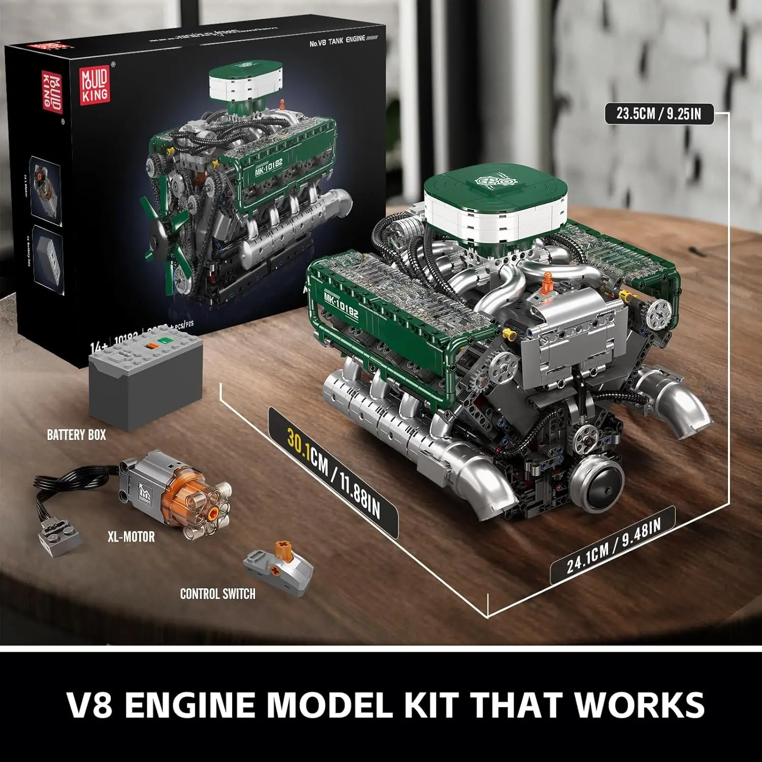 10182 V8 Engine Model Kit That Runs - Build Your Own Mini Engine, DIY STEM Project for Kids/Teens, Engine Model Toy for Adults,