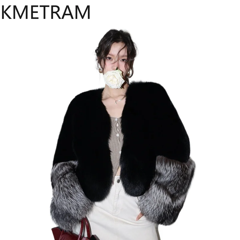 

KMETRAM Whole Skin Fox Fur Jacket 2026 American Wild-style Winter Coat Female Real Fur Coat Woman Short Overcoat Casaco De Pelo