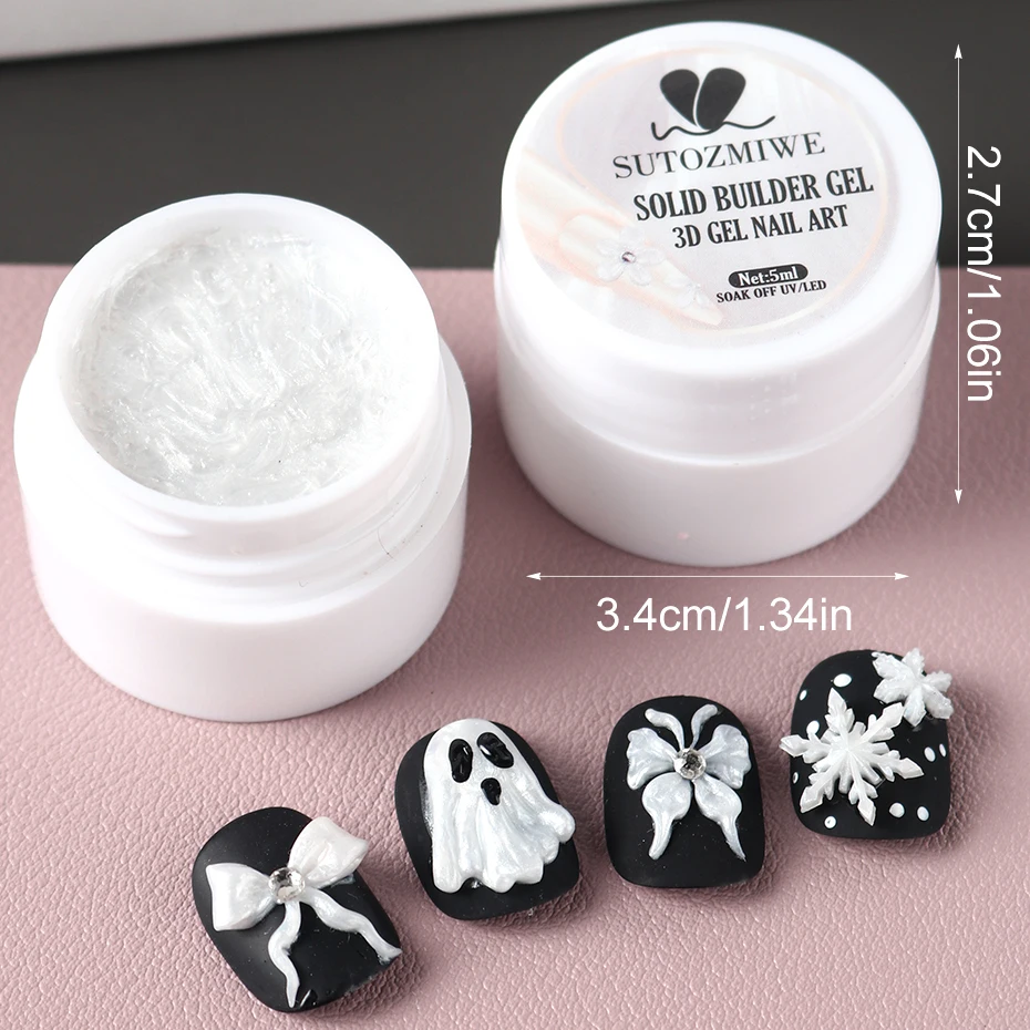 5 ml Chrom Weiß 3D Solid Gel Nagellack Antihaft-Handverlängerungsgel UV Builder Nagelverlängerungen Gel Blumenform Nagelgel – Detail 10