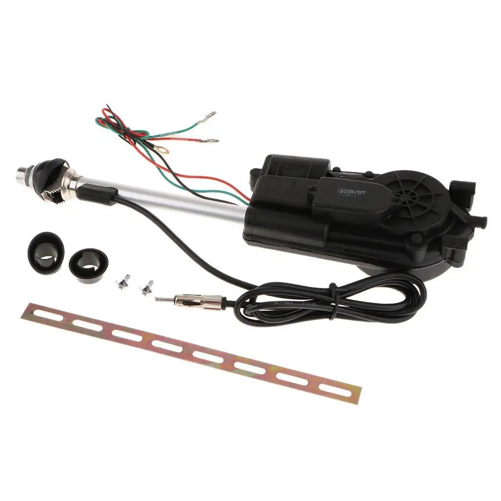 Stainless Steel Electric Automatic Antenna Radio AM FM Aerial Kit with Signal Amplifier for Car Audio Replacement