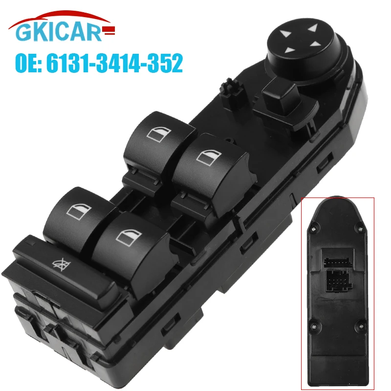 61313414352 6+ 10 Pins Left  Power Electric Master Window Switch For 2004- 2010 BMW E83 X3